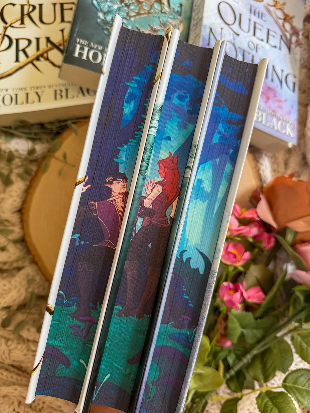 The Folk of the Air series - Cruel Prince, The Wicked King, and The Queen of Nothing by Holly Black - Digitally Printed Sprayed Edges