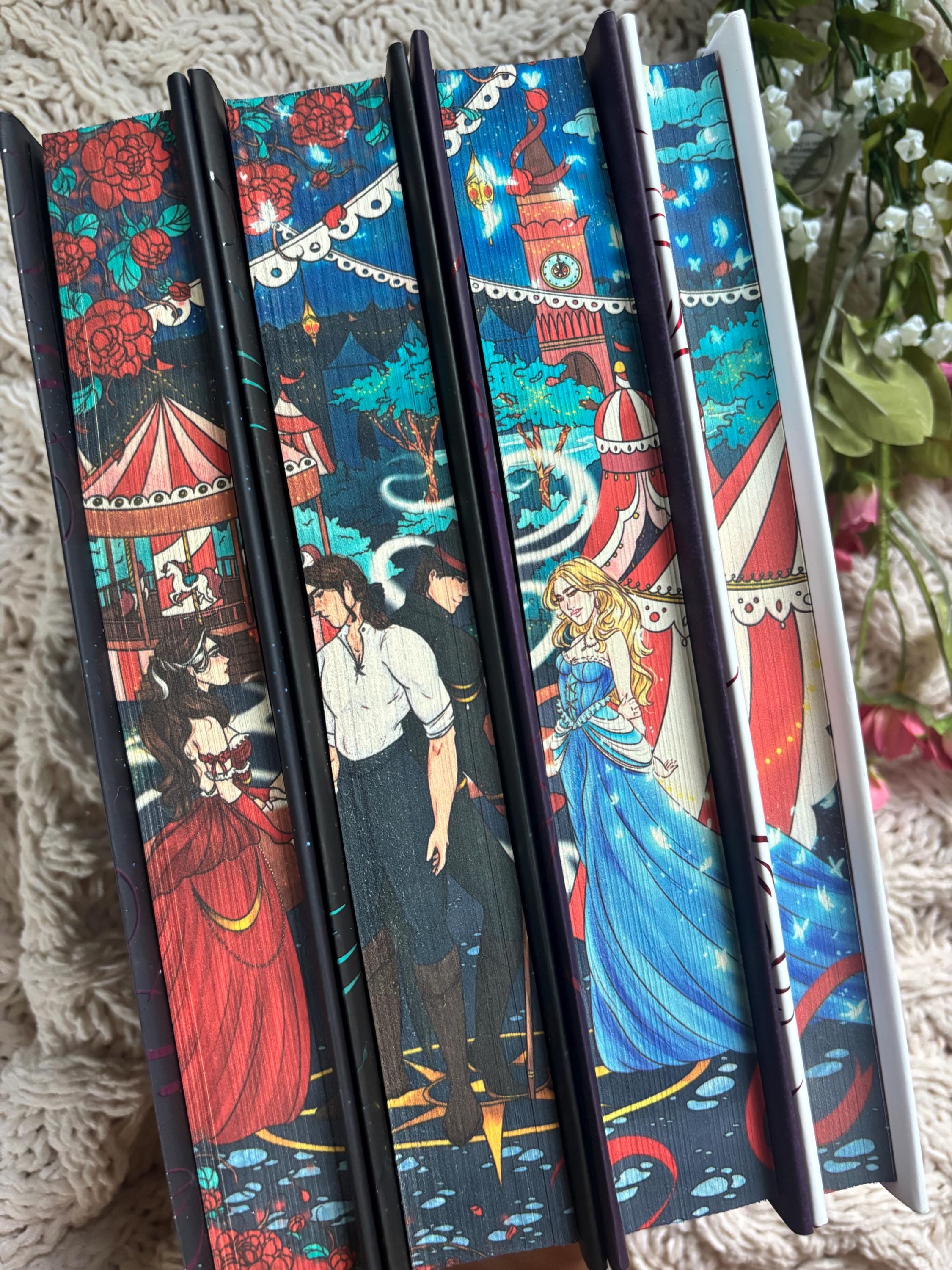 Caraval series - Caraval, Legendary, Finale, and Spectacular by Stephanie Garber - Digitally Printed Sprayed Edge Hardback bundle