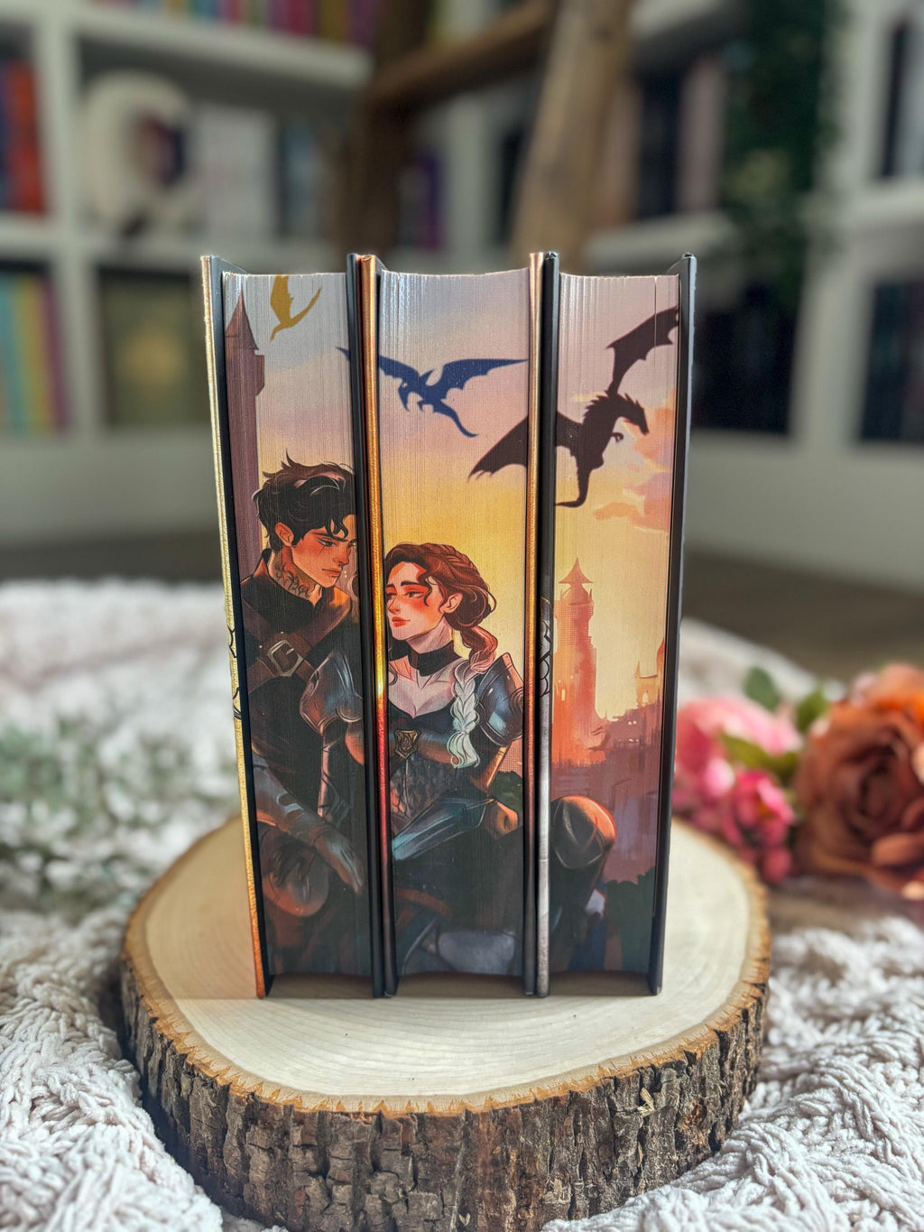 Fourth Wing, Iron Flame, Onyx Storm by Rebecca Yarros Custom Designed Special Edition Book with Digitally Printed Fore Edges