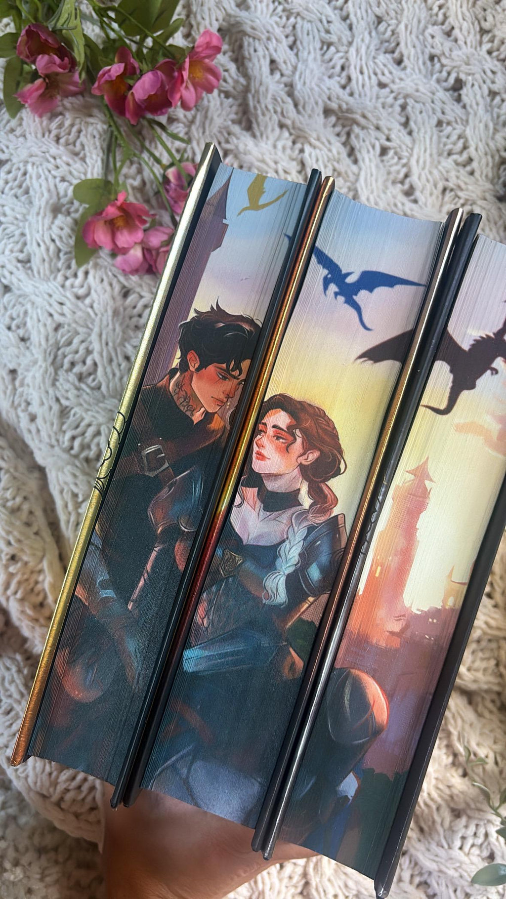 Fourth Wing, Iron Flame, Onyx Storm by Rebecca Yarros Custom Designed Special Edition Book with Digitally Printed Fore Edges