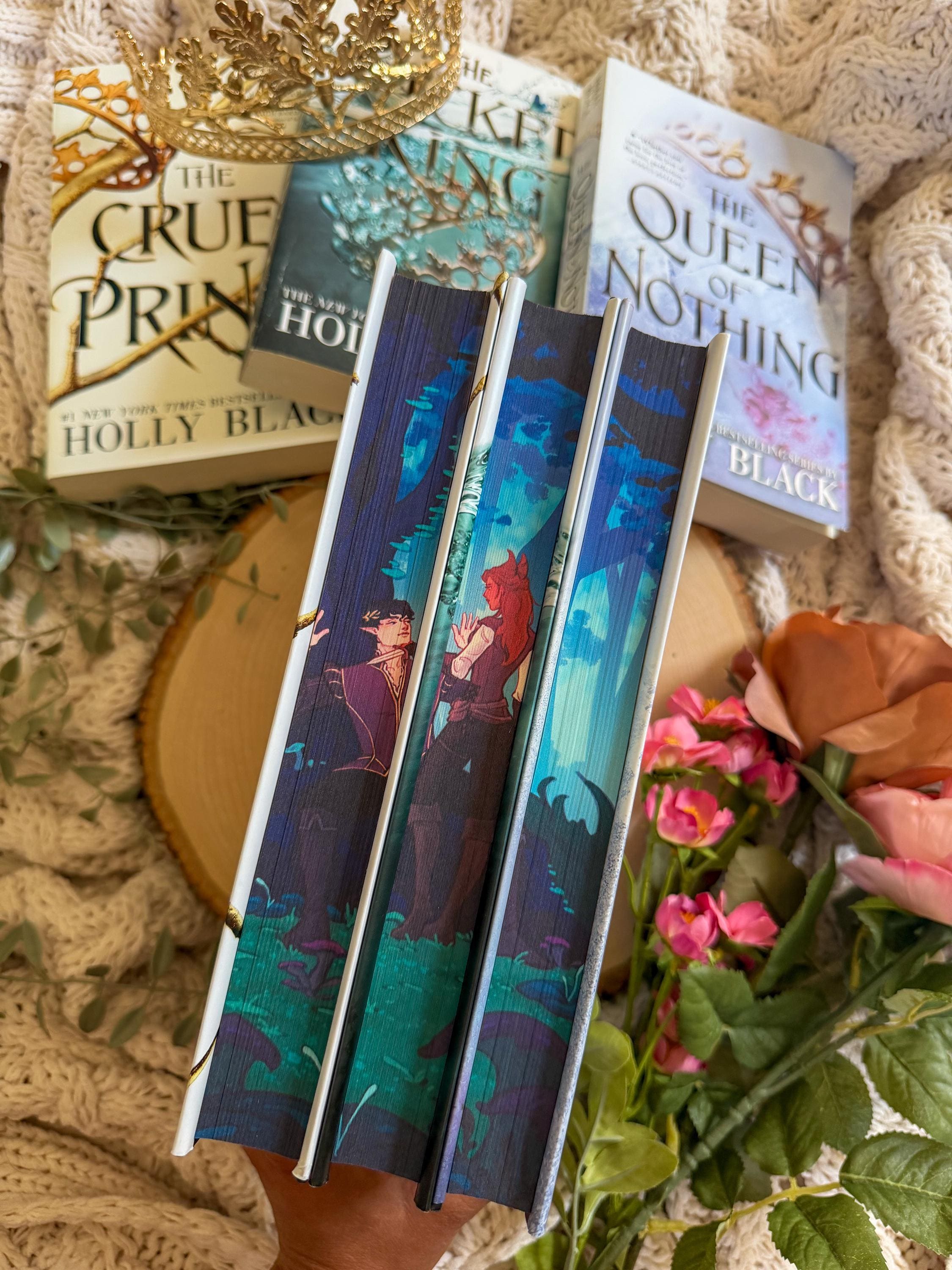 The Folk of the Air series - Cruel Prince, The Wicked King, and The Queen of Nothing by Holly Black - Digitally Printed Sprayed Edges